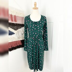 Boden Mabel Floral Dress Green Sz 8 Long